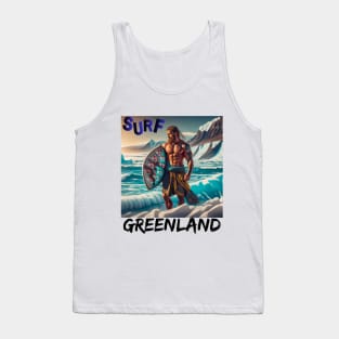 Surfing Greenland Stoked on the Coolest Curls Humor Shirt Tank Top